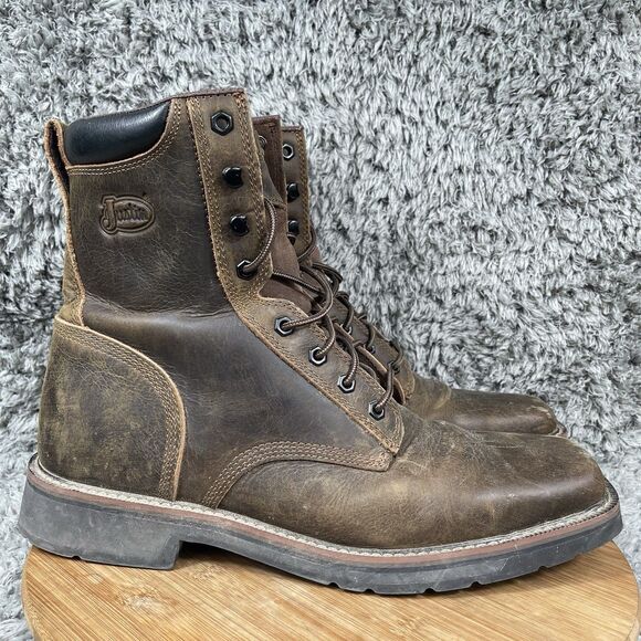 Justin Original Leather Work Boots Pulley 8” Soft Toe Men's 13 D SE681 - Picture 1 of 10